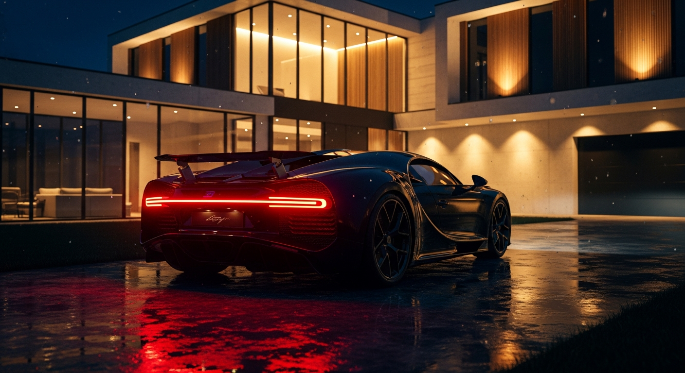 Luxury exotic car at night